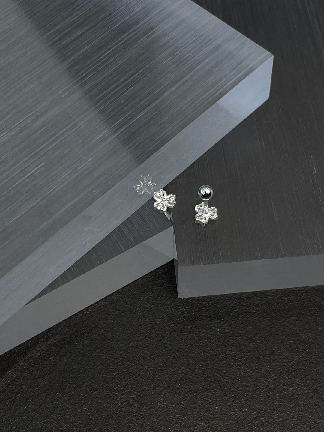 Silver 925 Flower Cubic Earrings Piercing P260572434 - 이미지 6
