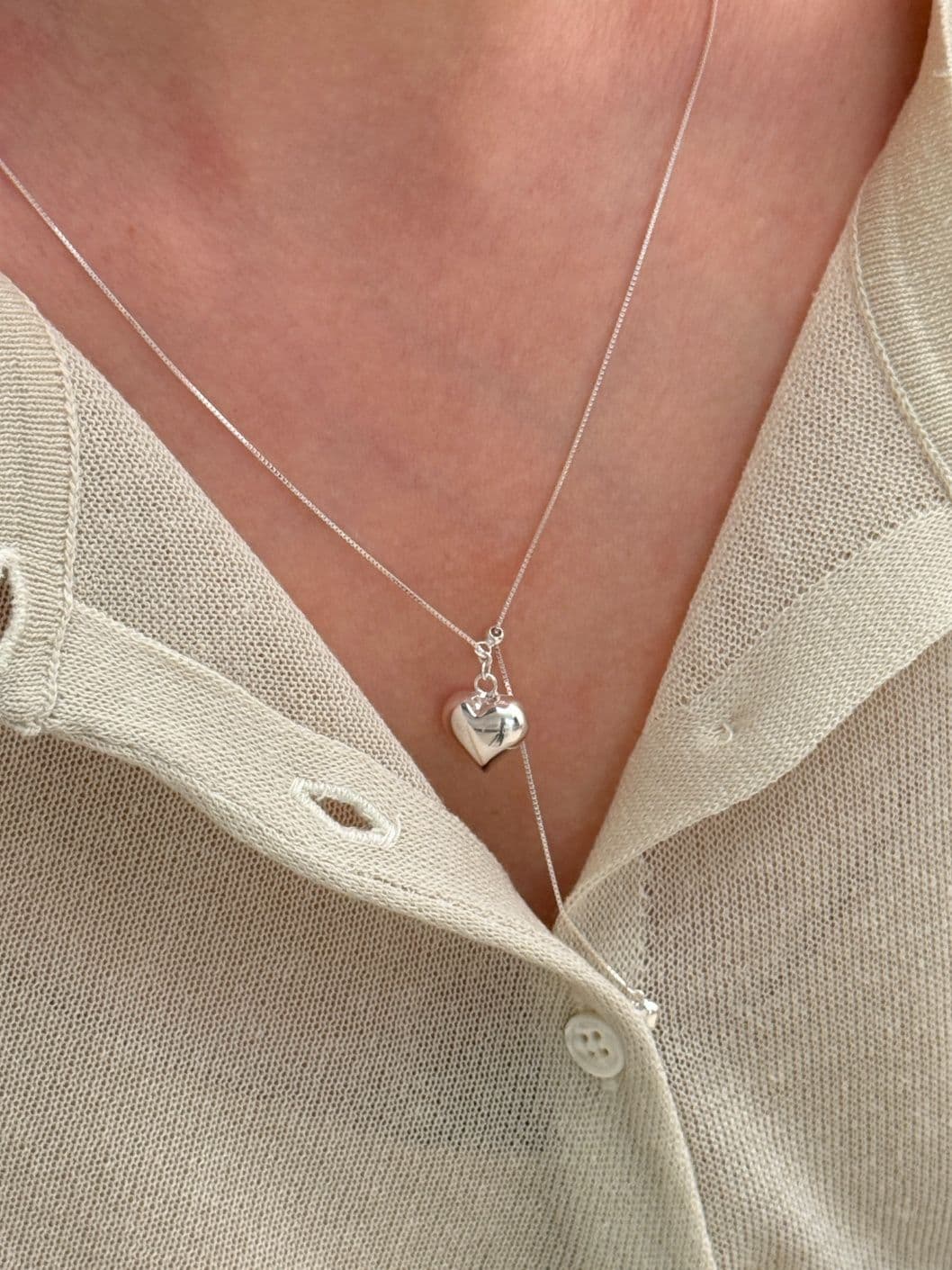 Silver 925 Heart Slide Snake Chain Necklace N260549294 - 이미지 2