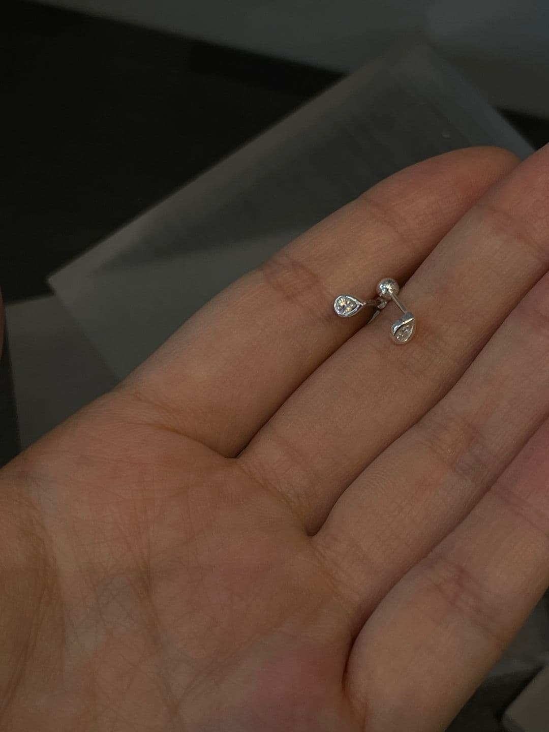 Silver 925 Teardrop Cubic Earrings Piercing P260510083 - 이미지 12
