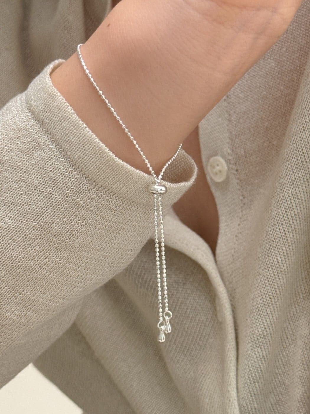 Silver 925 Silver Ball Slide Bracelet B231081571 - 이미지 1