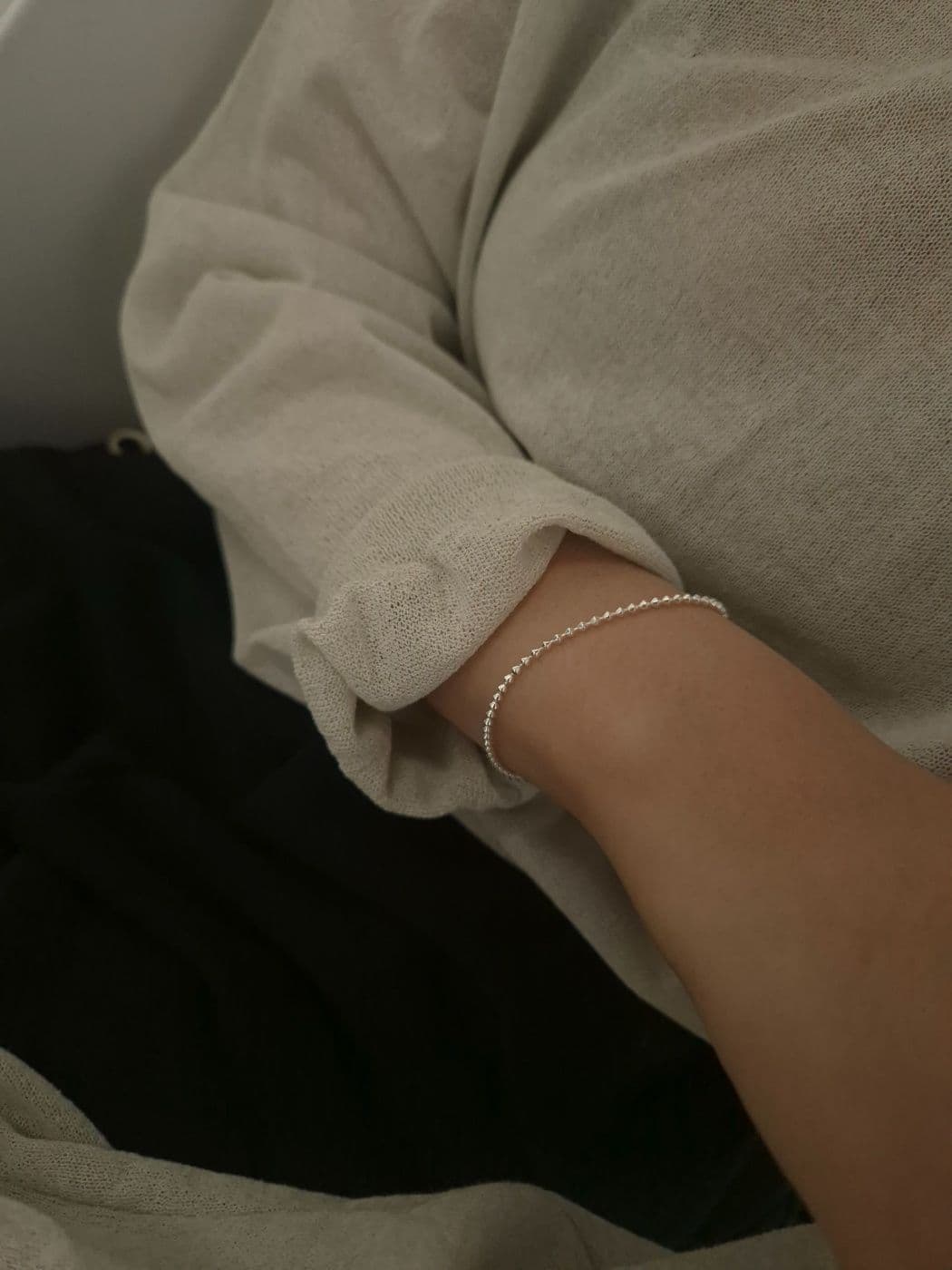 Silver 925 2-4mm Diamond-Cut Silver Ball Bracelet B260520816 - 이미지 5