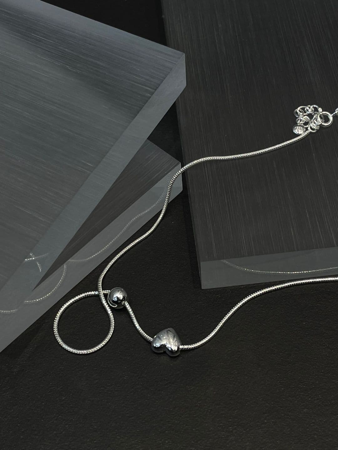 Silver 925 Heart Silver Ball Bold Necklace N230424551 - 이미지 8