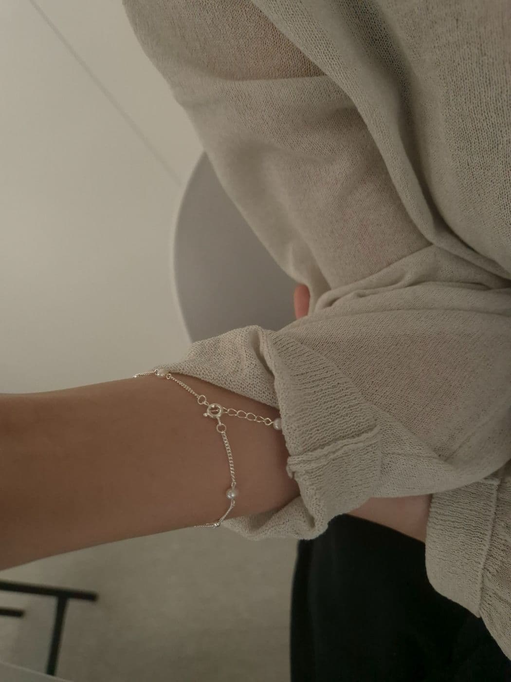 Silver 925 Freshwater Pearl Chain Bracelet B230415384 - 이미지 4