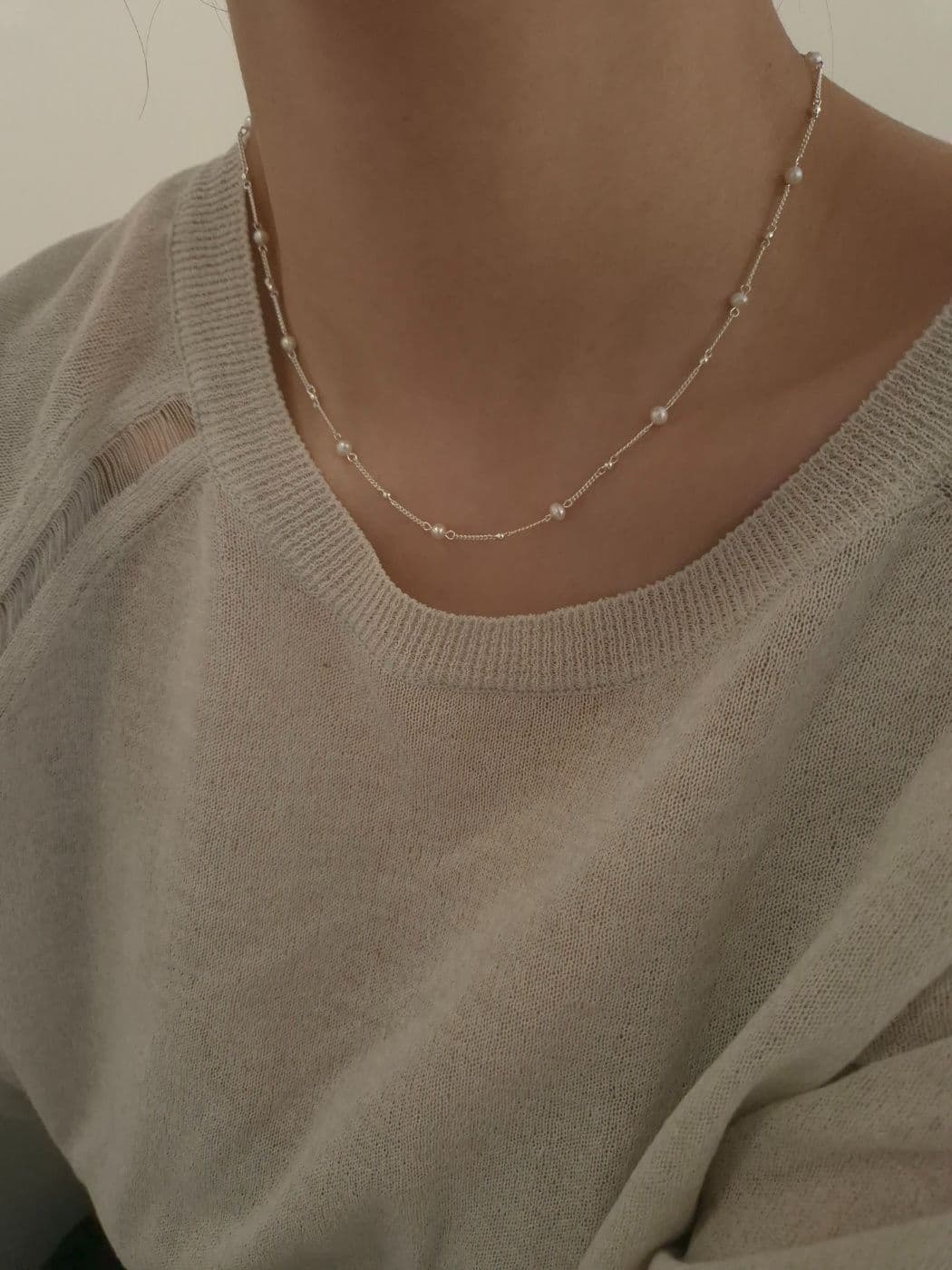 Silver 925 Freshwater Pearl Chain Necklace N230435396 - 이미지 5