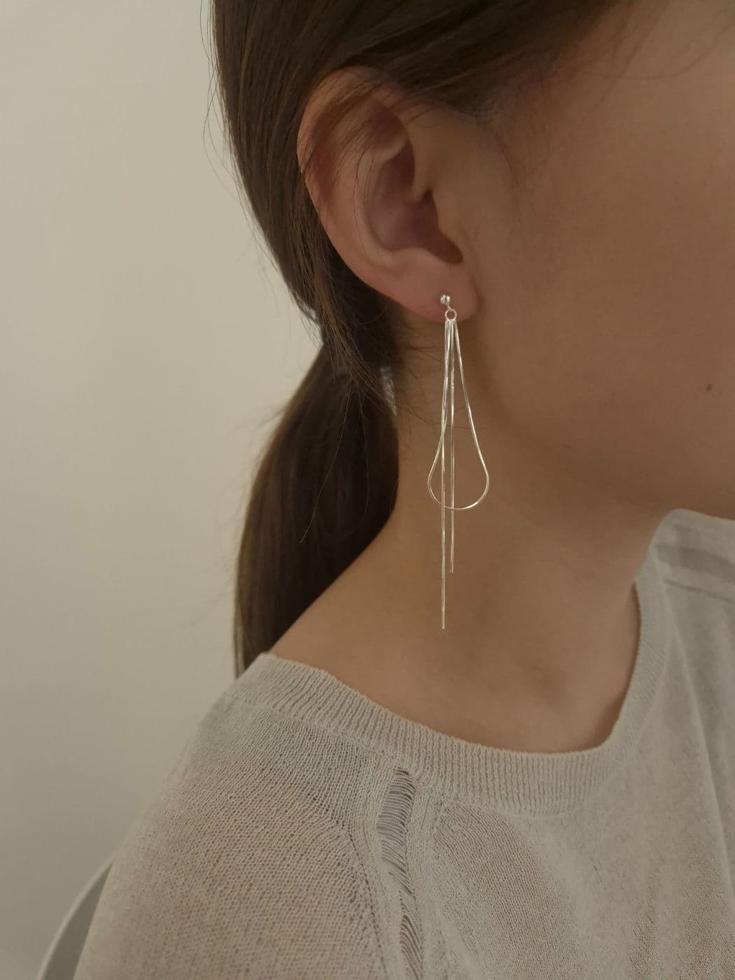 Silver 925 Big Knot Drop Post Earrings E230331050 - 이미지 1