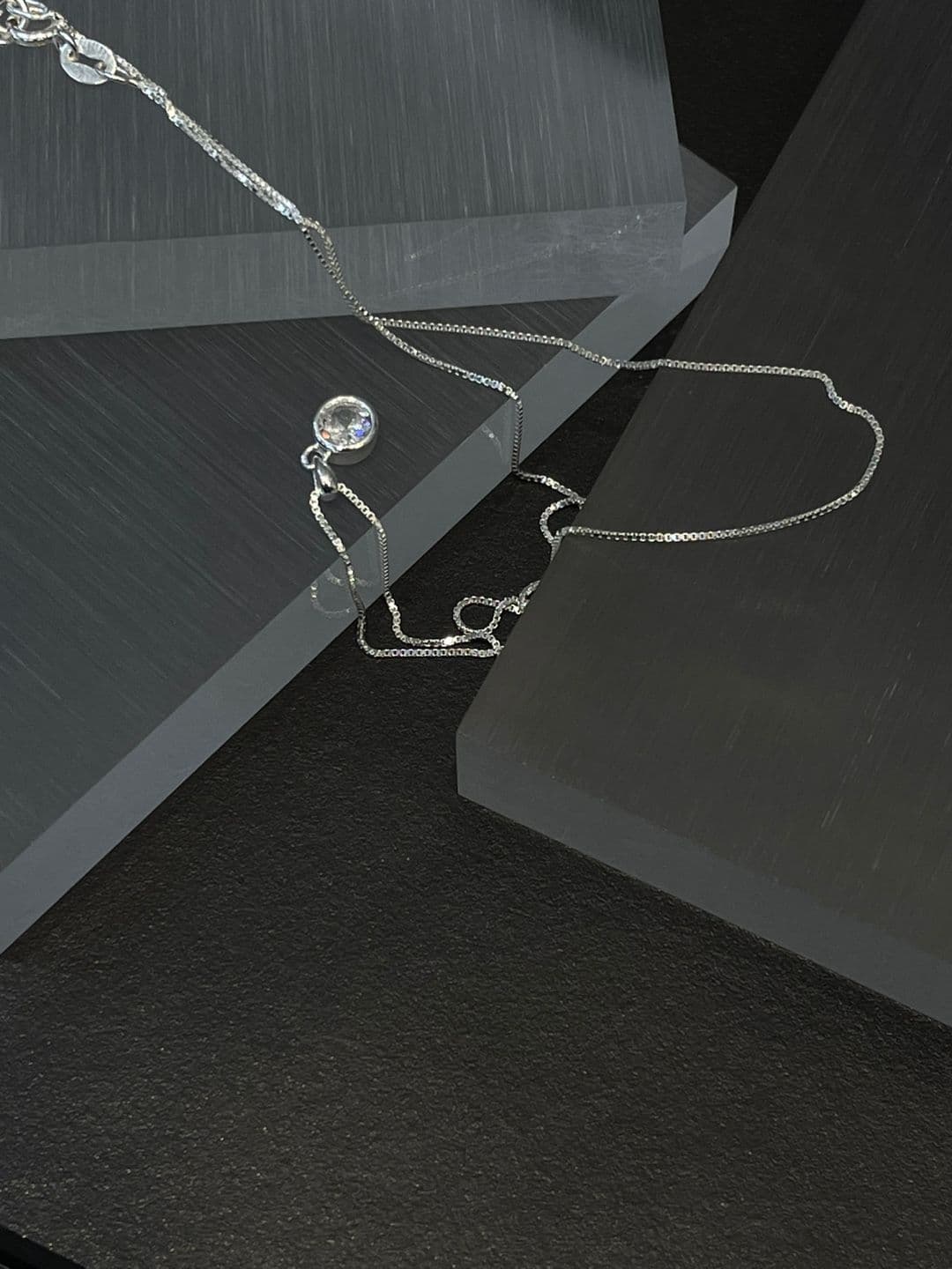Silver 925 Circle Cubic Box Chain Necklace N260577418 - 이미지 5