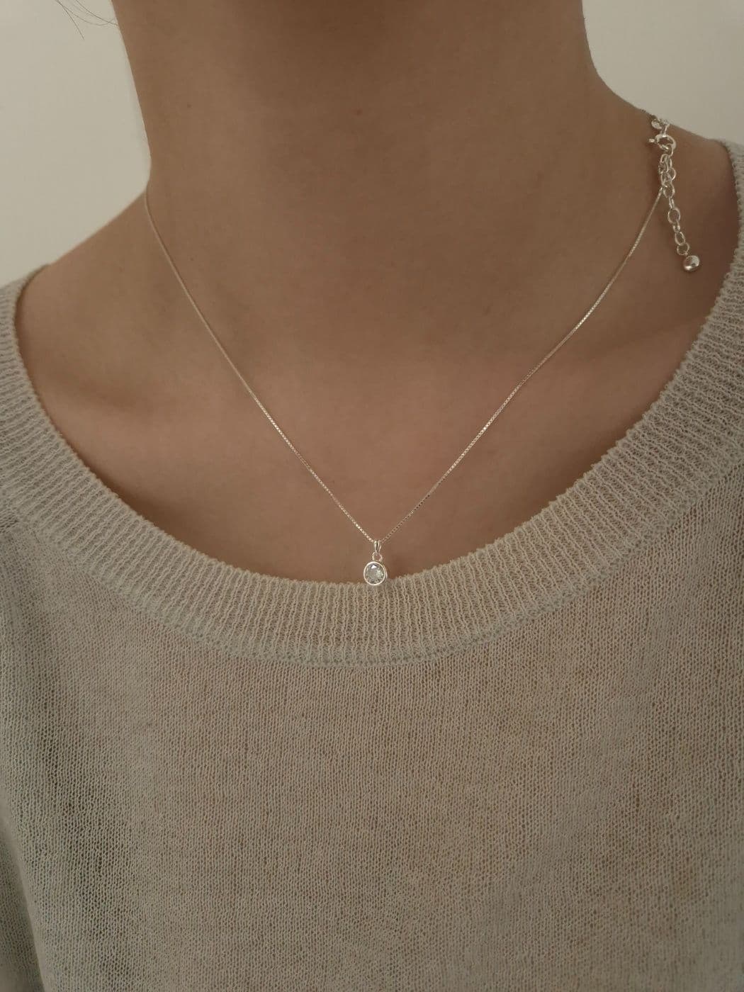 Silver 925 Circle Cubic Box Chain Necklace N260577418 - 이미지 3
