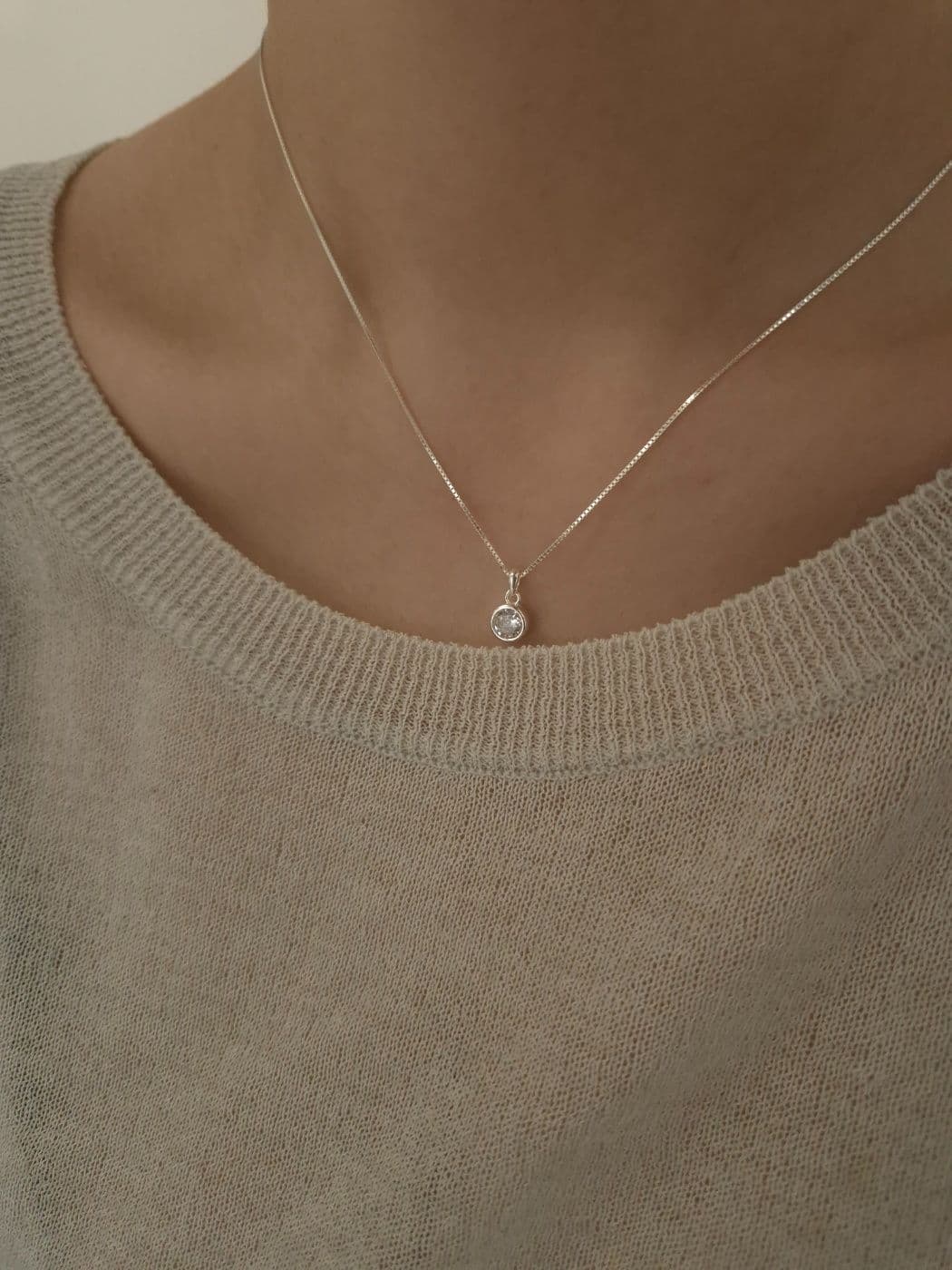 Silver 925 Circle Cubic Box Chain Necklace N260577418 - 이미지 1