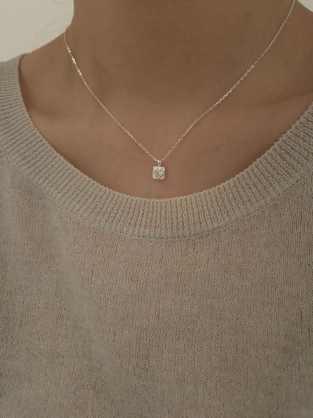 Silver 925 Square Heart Cubic Necklace N260506737 - 이미지 2
