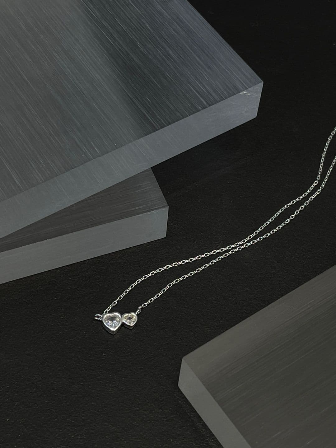 Silver 925 Double Heart Cubic Necklace N230734413 - 이미지 7