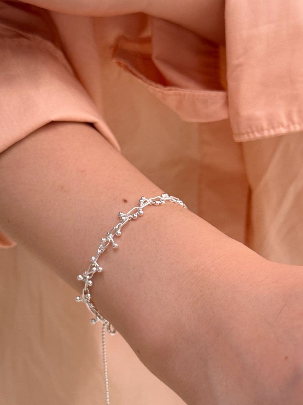 Silver 925 Silver Ball Chain Bracelet B260421525 - 이미지 2