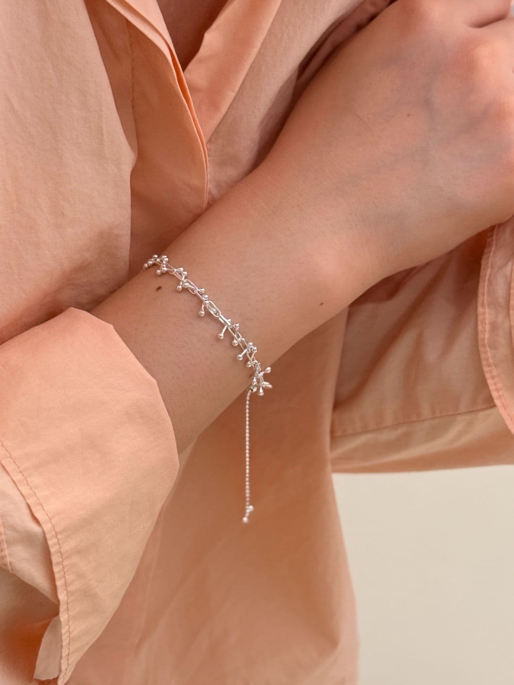 Silver 925 Silver Ball Chain Bracelet B260421525 - 이미지 4