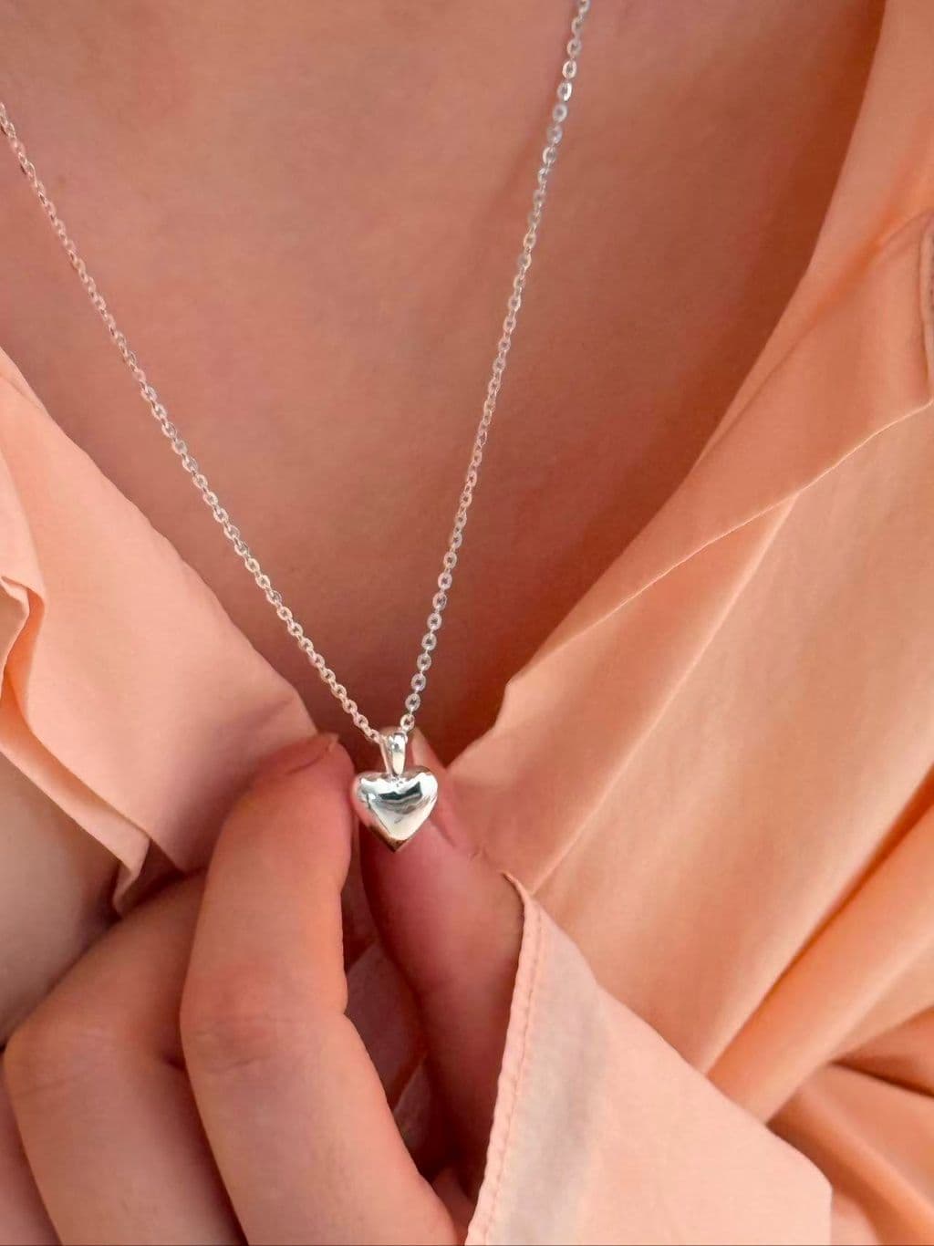 Silver 925 Big Heart Chain 40-70cm Necklace N260550932 - 이미지 1
