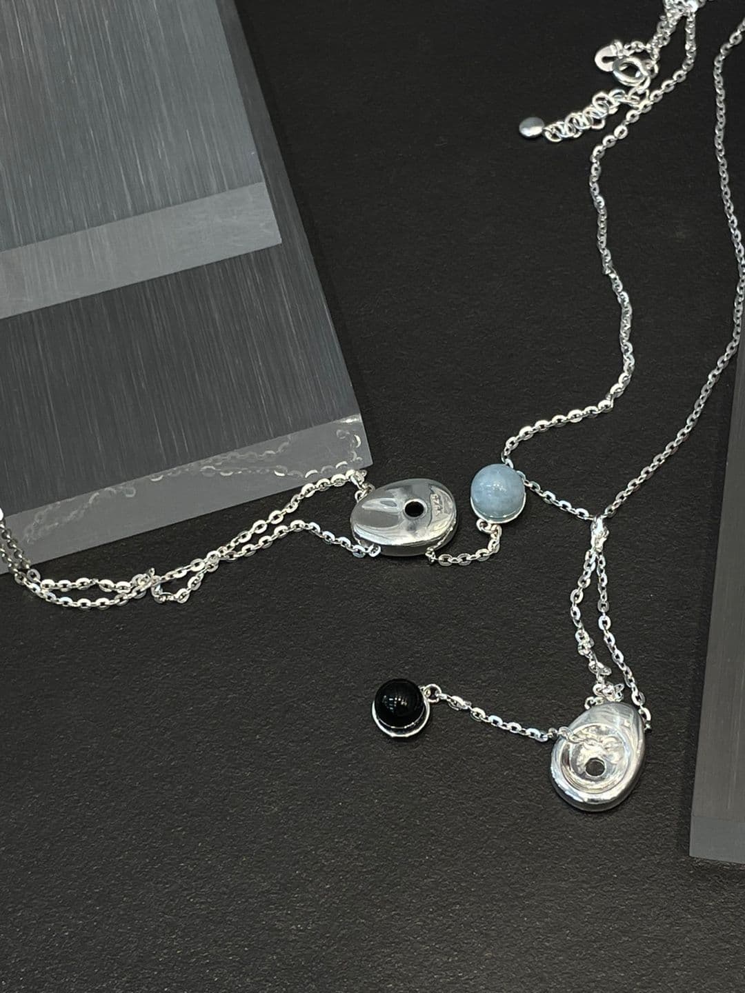 Silver 925 Gemstone Tray Chain Necklace N260579535 - 이미지 13