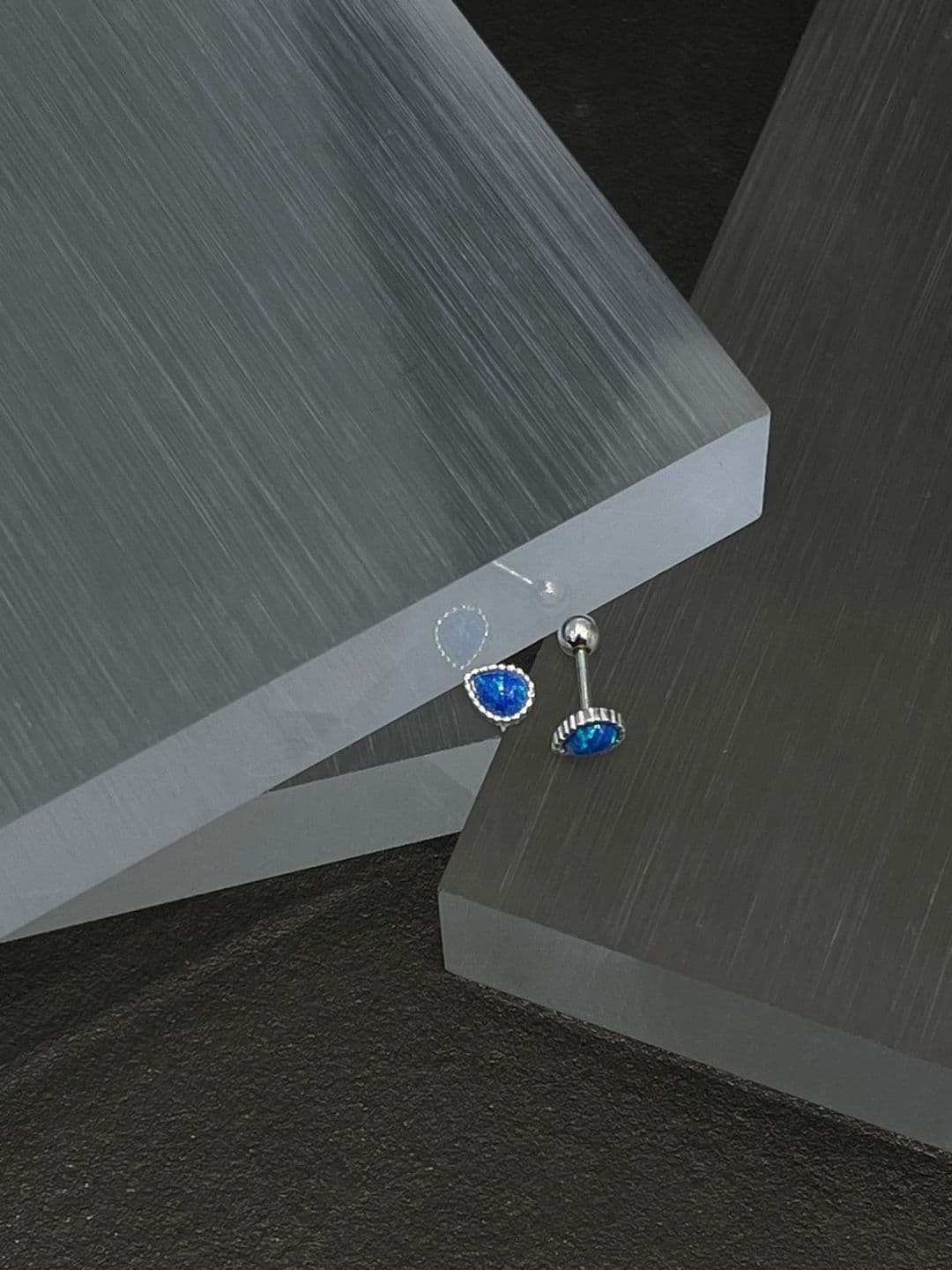 Silver 925 Classic Teardrop Cool Blue Piercing P230192307 - 이미지 1