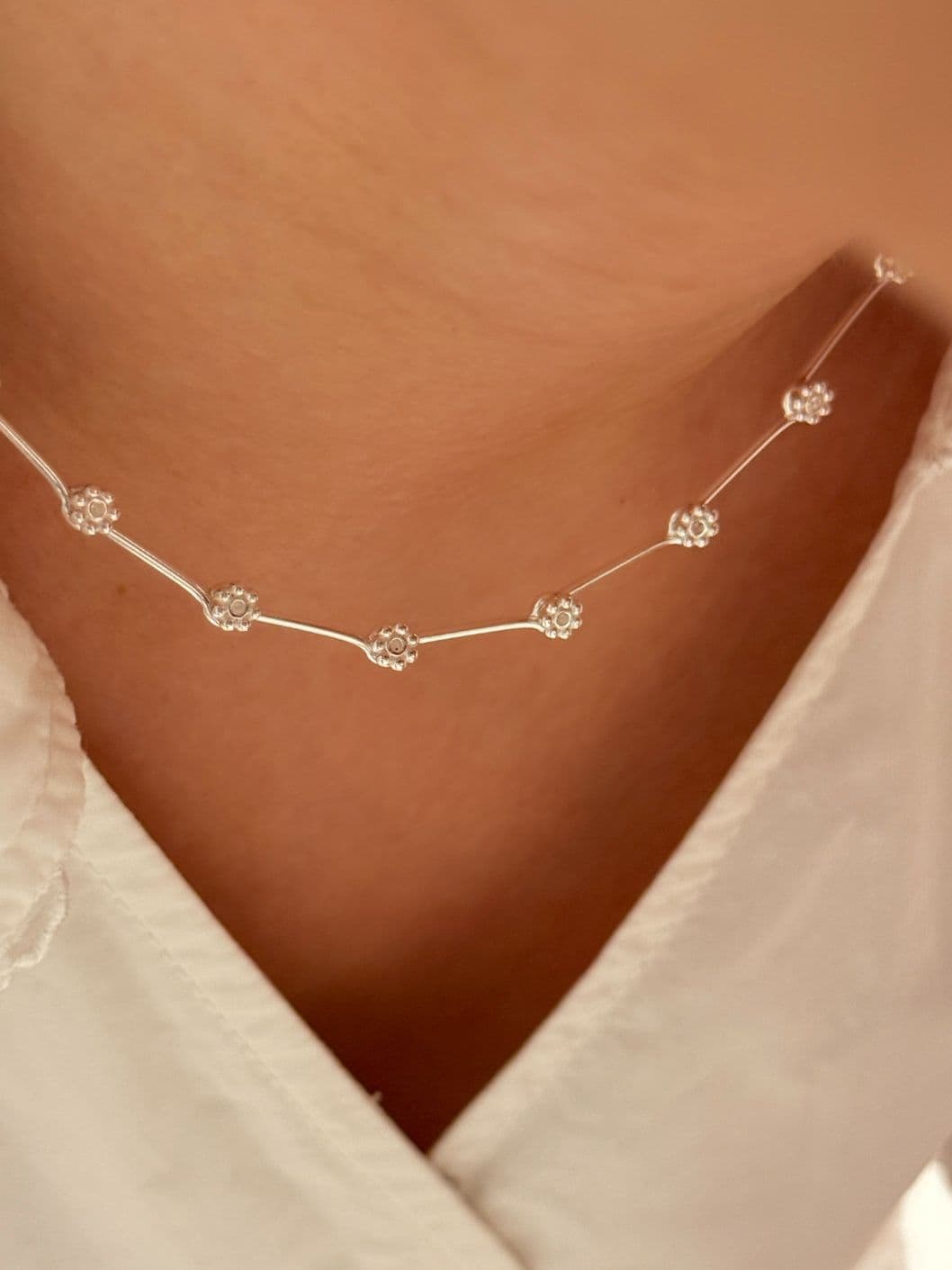 Silver 925 Flower Stick Chain Necklace N260598881 - 이미지 2