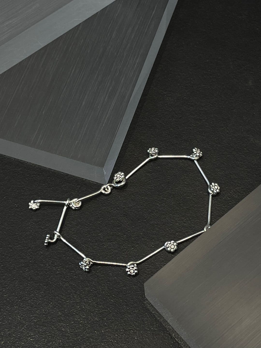 Silver 925 Flower Stick Chain Bracelet B260595793 - 이미지 9