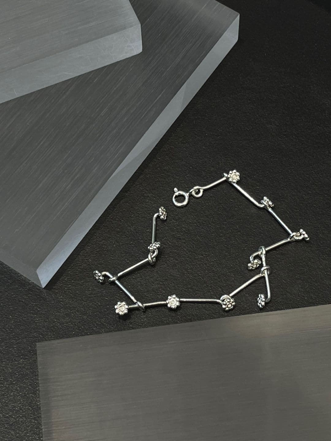 Silver 925 Flower Stick Chain Bracelet B260595793 - 이미지 6