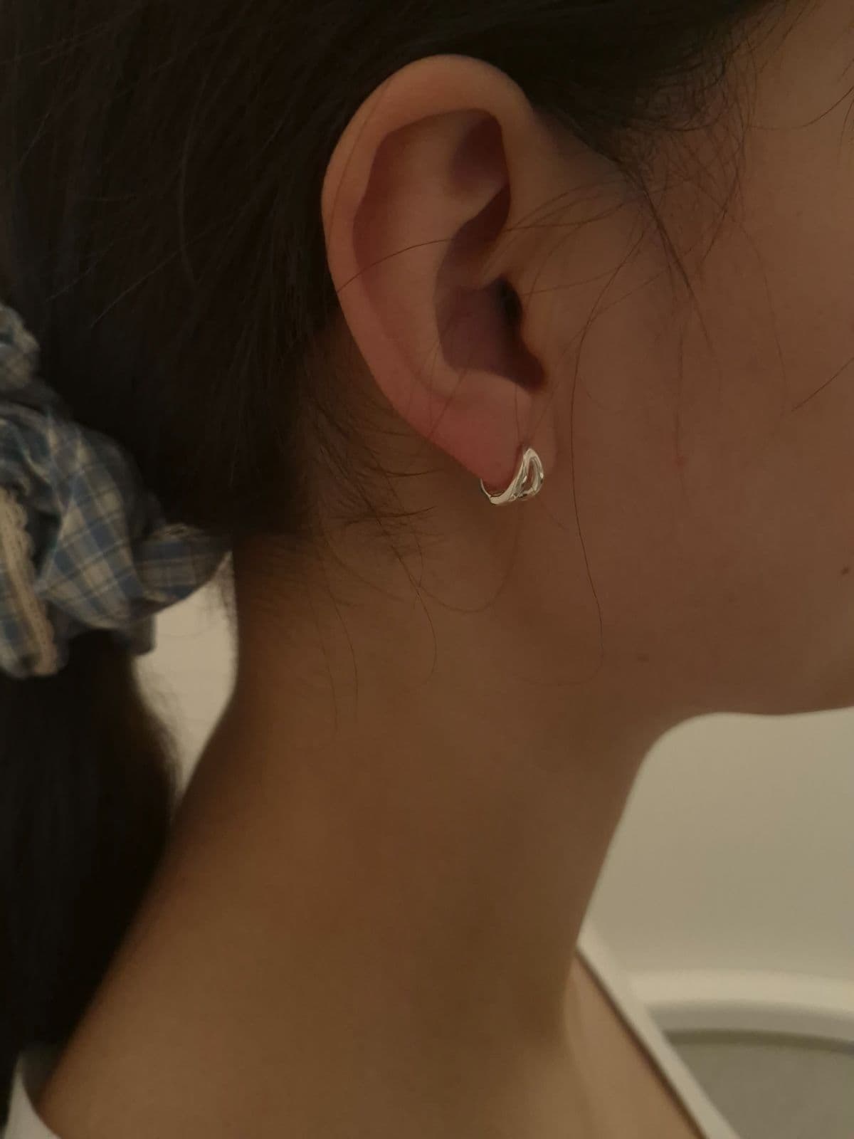 Silver 925 10mm Double One-Touch Earrings E220946817 - 이미지 2