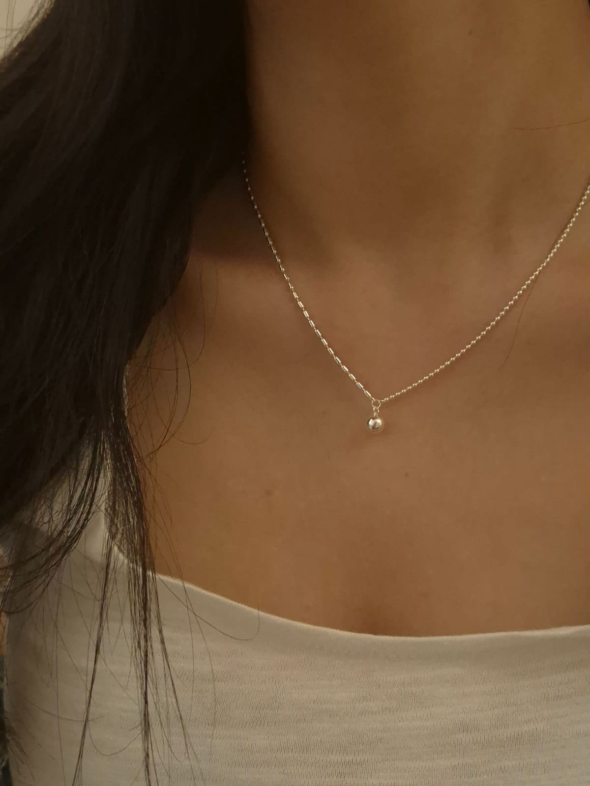 Silver 925 Silver Ball Dangle Necklace N231205351 - 이미지 4