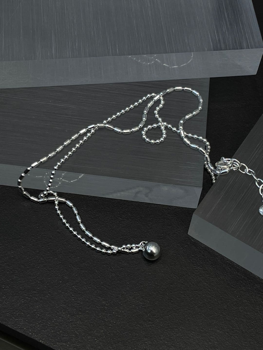 Silver 925 Silver Ball Dangle Necklace N231205351 - 이미지 7