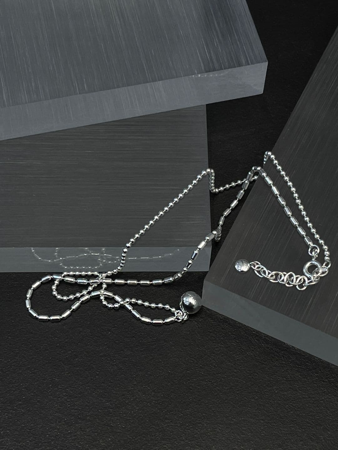 Silver 925 Silver Ball Dangle Necklace N231205351 - 이미지 8