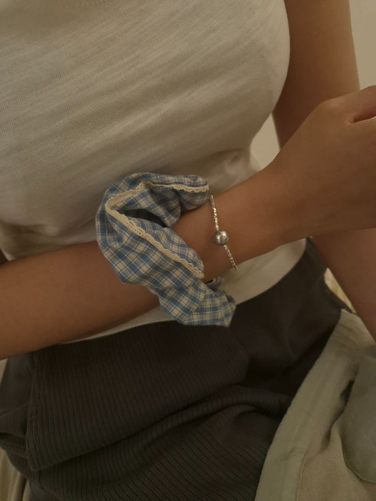 Silver 925 Silver Chip Gray Pearl Bracelet B230644373 - 이미지 2