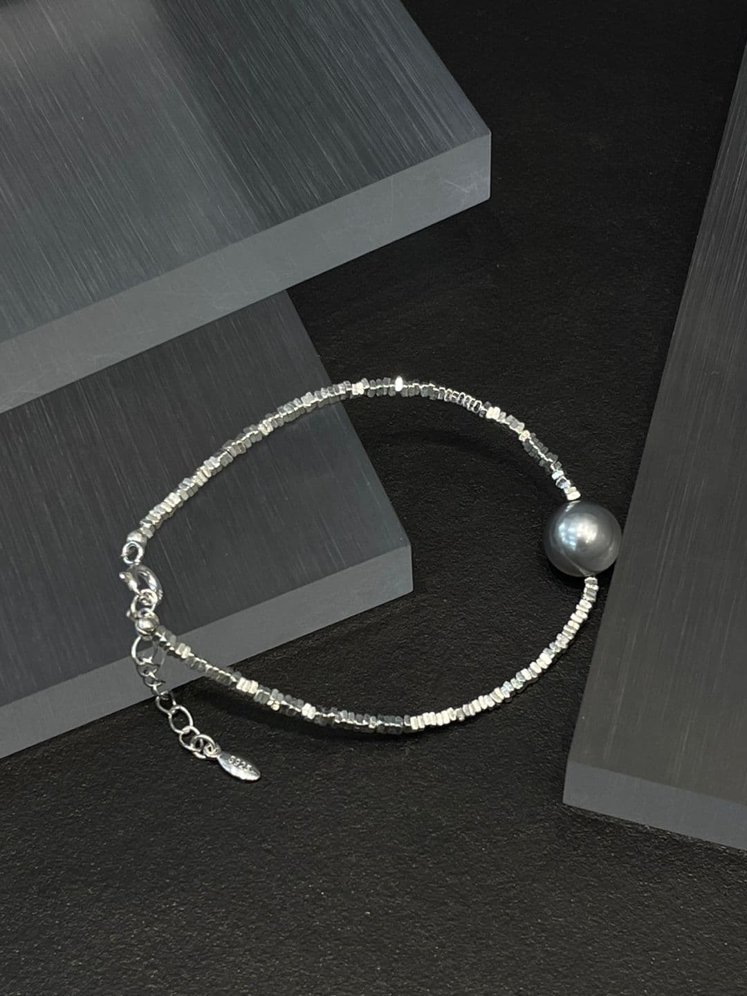 Silver 925 Silver Chip Gray Pearl Bracelet B230644373 - 이미지 5