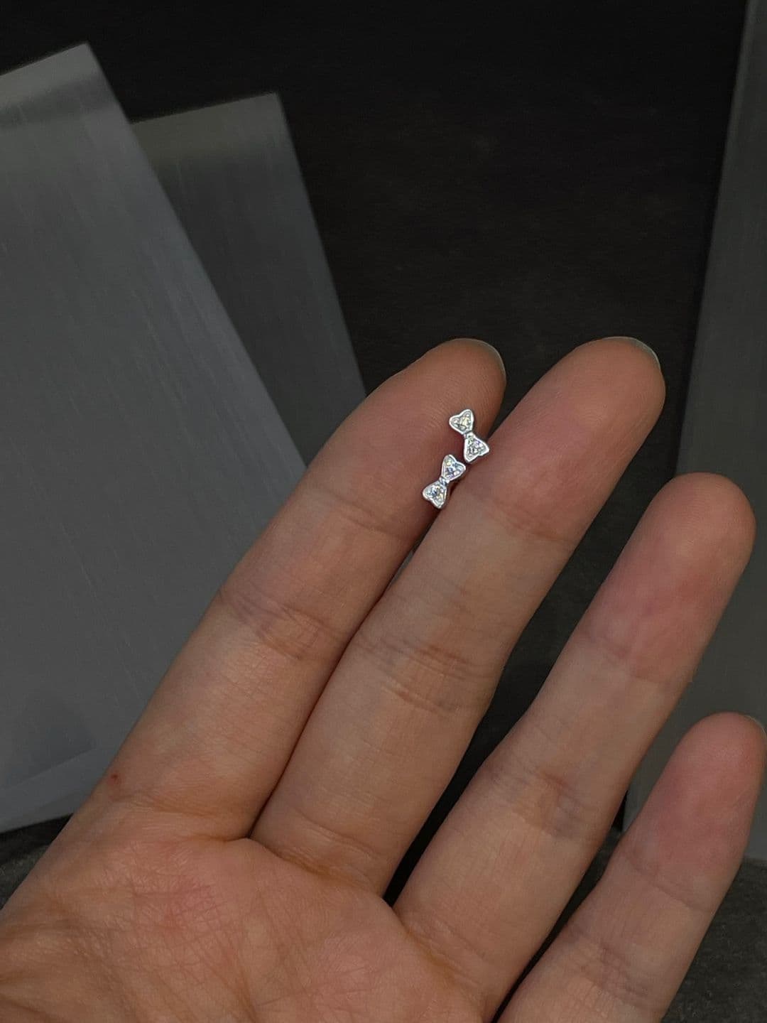 Silver 925 Ribbon Cubic Earrings Piercing P260633266 - 이미지 7