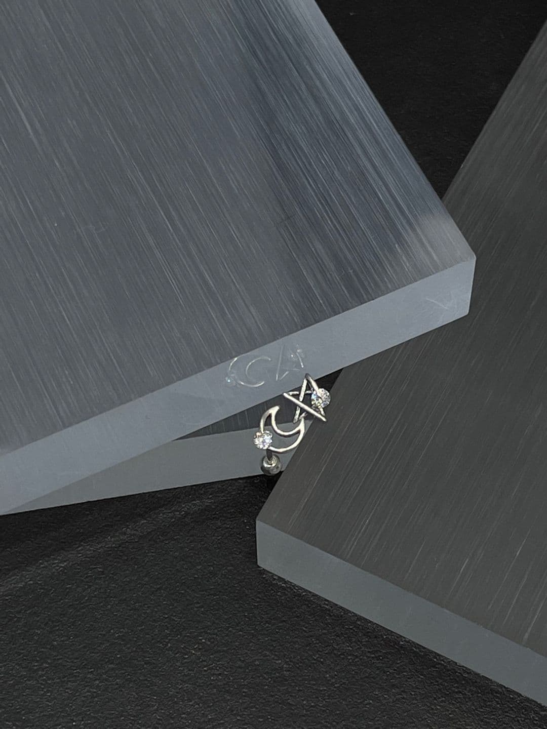 Silver 925 Crescent-Star Cubic Piercing P260671542 - 이미지 1