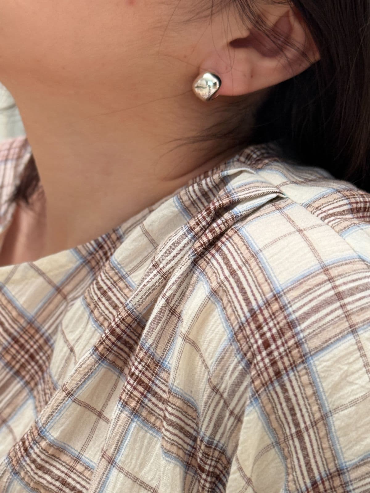 Silver 925 Wide Volume One-Touch Earrings E260580005 - 이미지 3