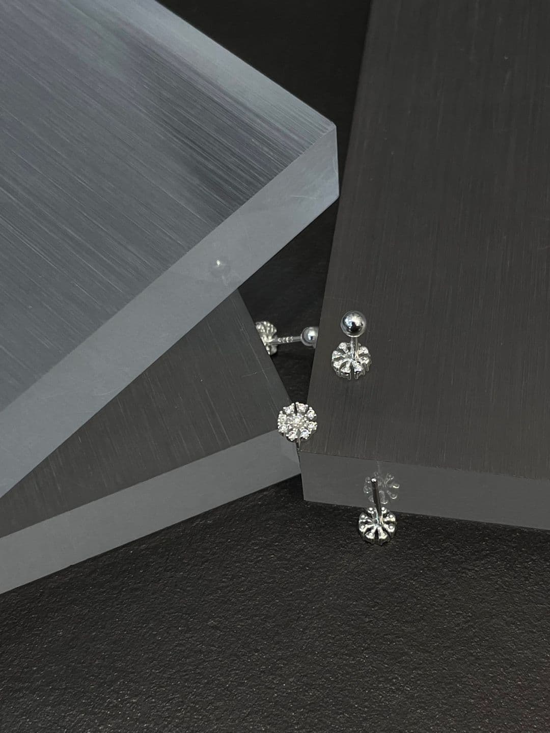 Silver 925 Snowflake Cubic Earrings Piercing P260555233 - 이미지 6