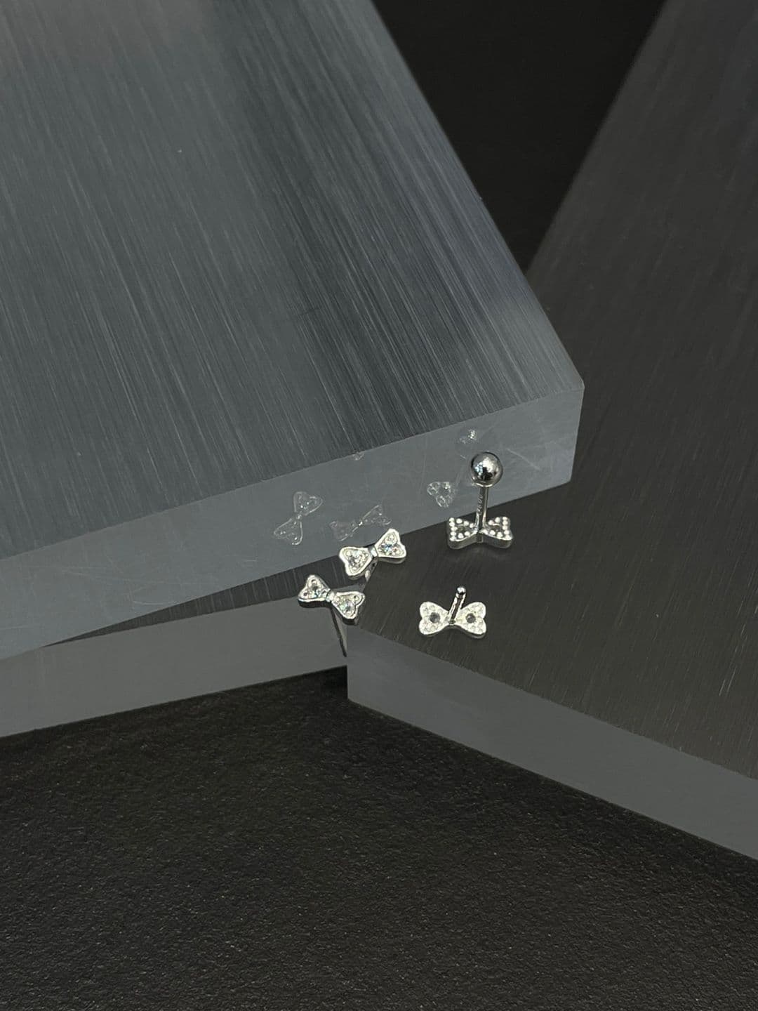 Silver 925 Ribbon Cubic Earrings Piercing P260633266 - 이미지 4
