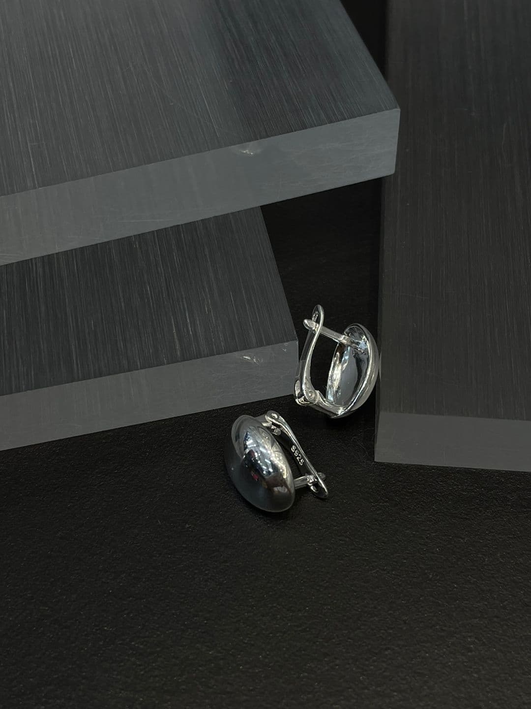 Silver 925 One-Touch Retro Round Earrings E221165433 - 이미지 4