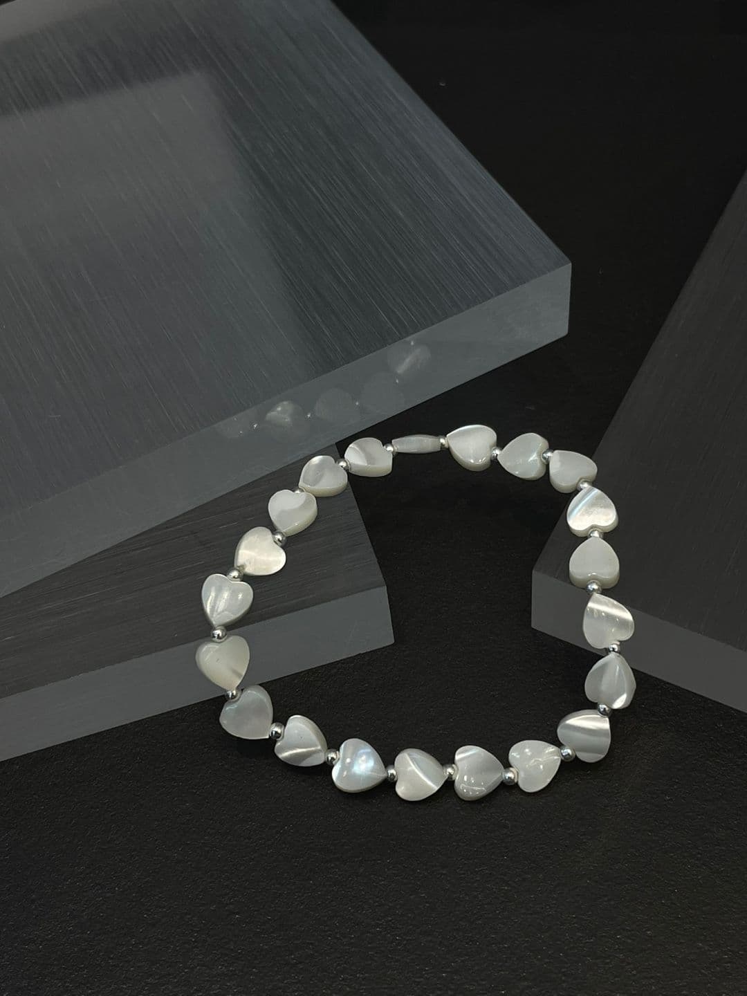 Silver 925 Mother-of-Pearl Heart Silver Ball Bracelet B260610460 - 이미지 6
