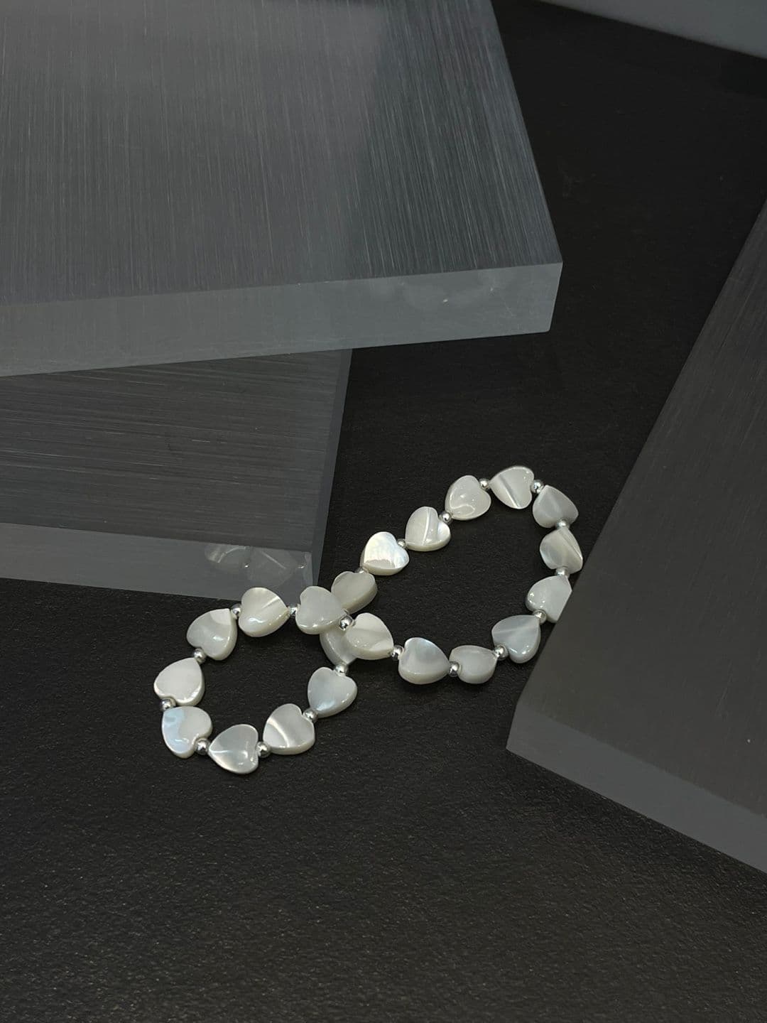Silver 925 Mother-of-Pearl Heart Silver Ball Bracelet B260610460 - 이미지 7