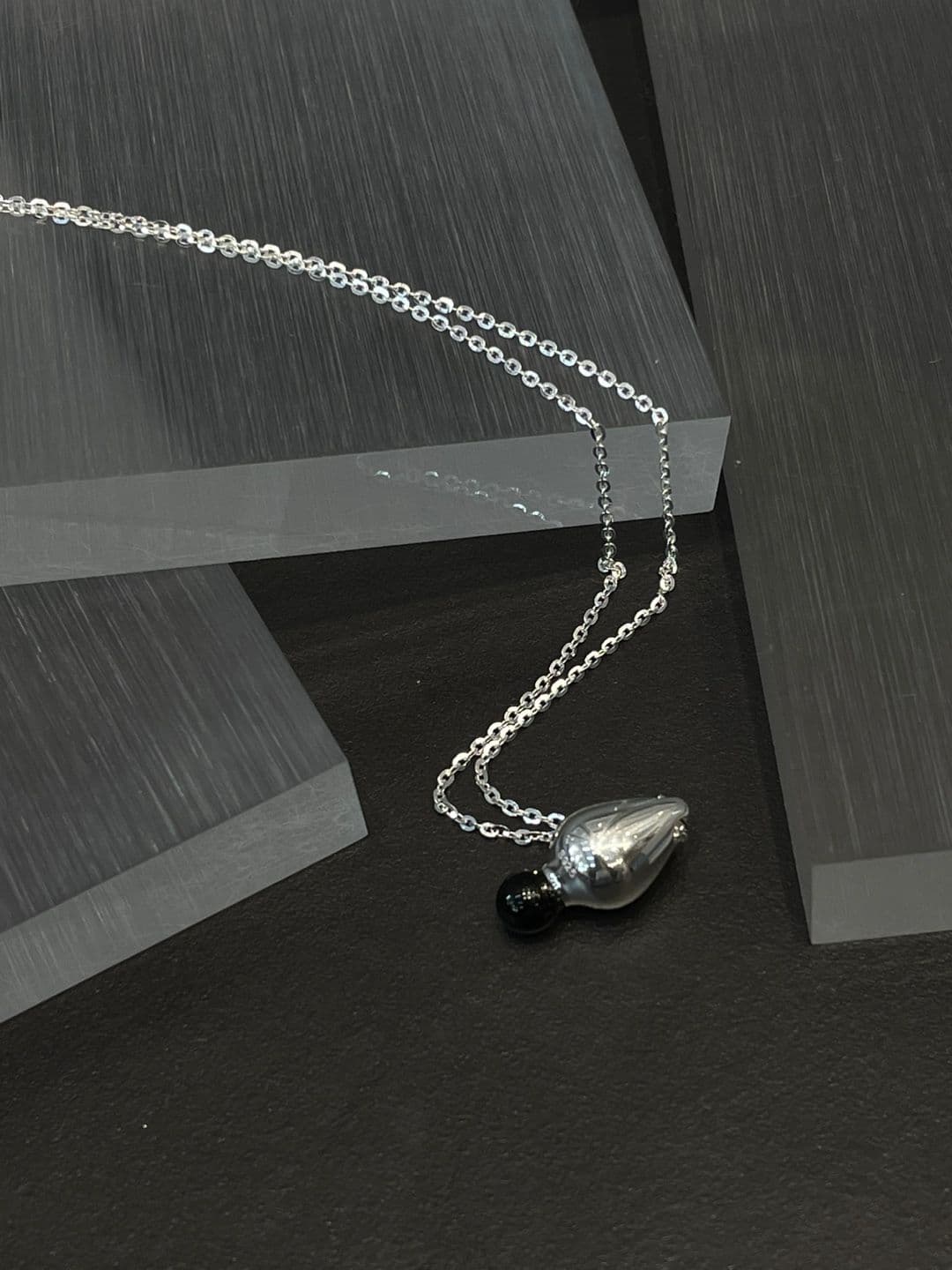 Silver 925 Teardrop Onyx Big Chain Necklace N260673495 - 이미지 6