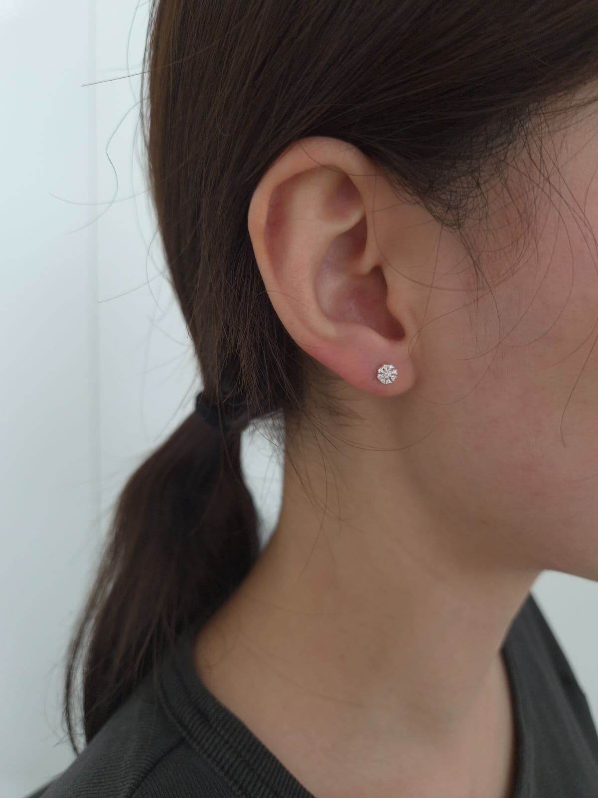 Silver 925 Snowflake Cubic Earrings Piercing P260555233 - 이미지 1