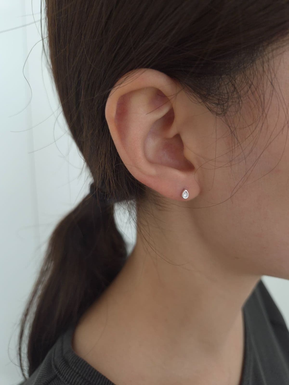 Silver 925 Teardrop Cubic Earrings Piercing P260510083 - 이미지 1