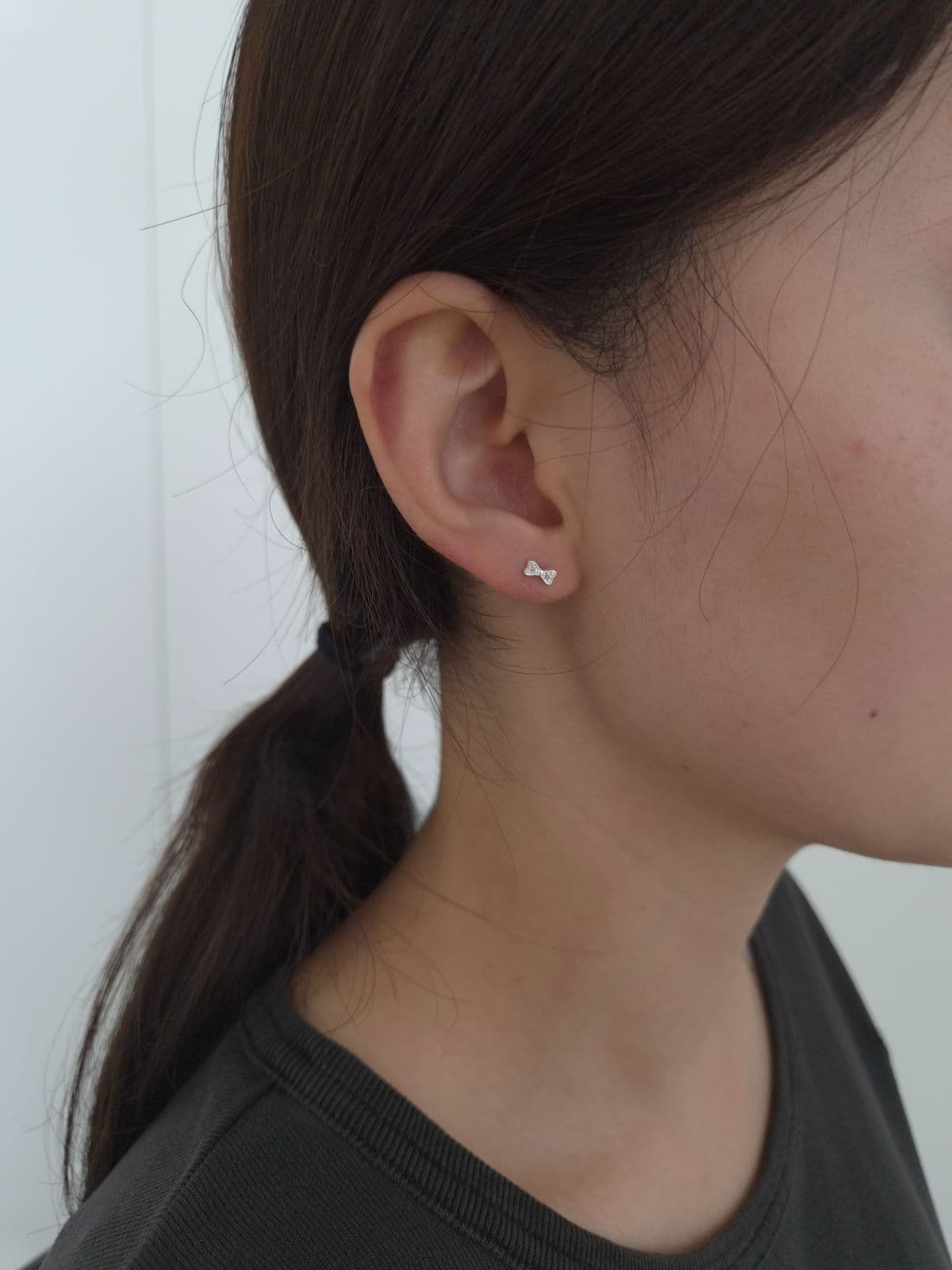 Silver 925 Ribbon Cubic Earrings Piercing P260633266 - 이미지 3