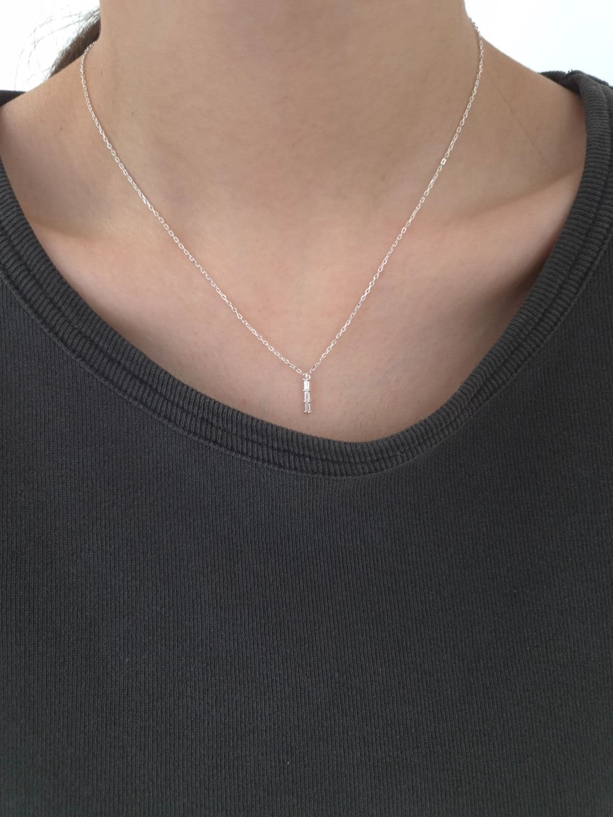Silver 925 Drop Stick Cubic Necklace N260650823 - 이미지 1