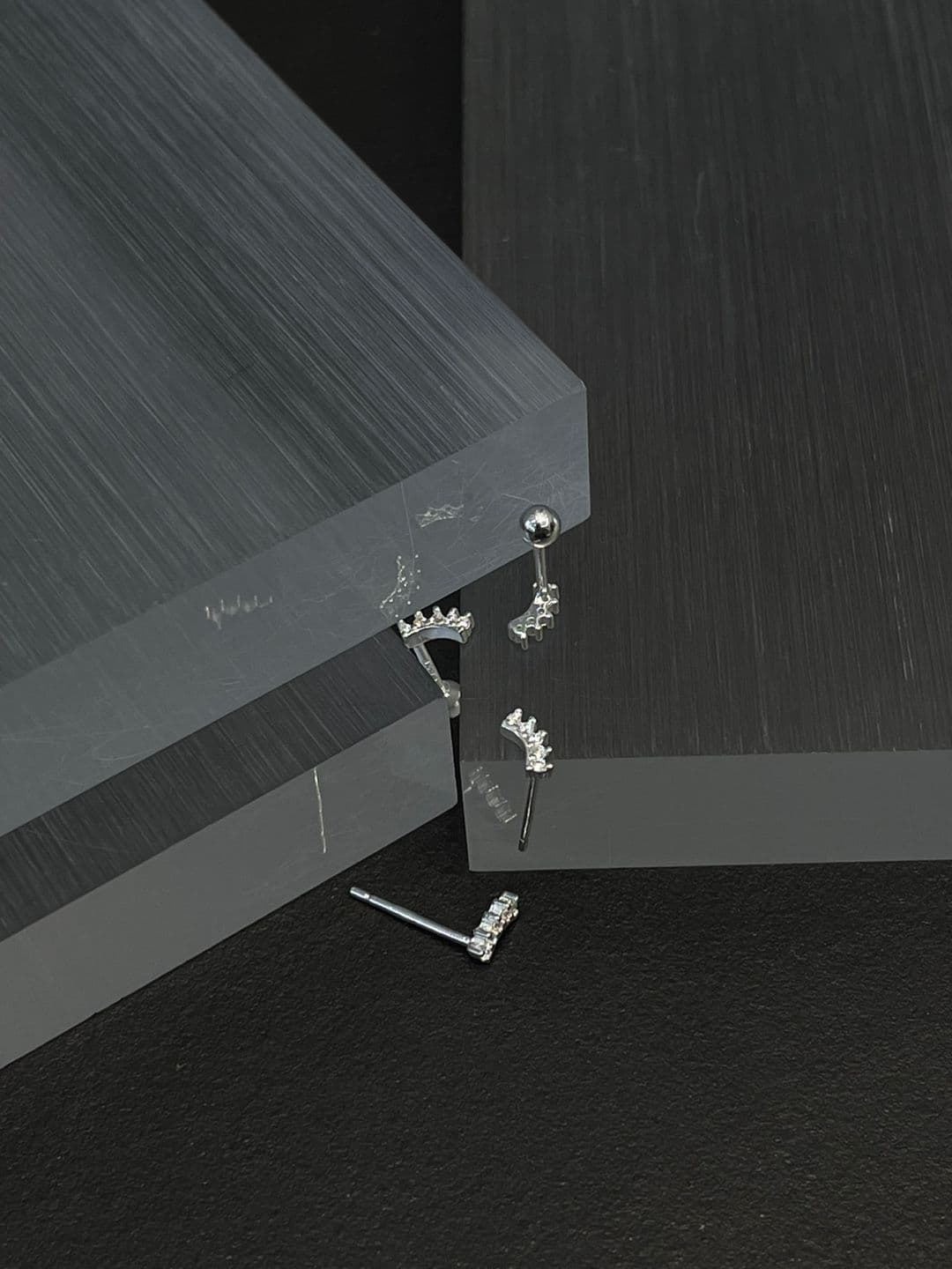 Silver 925 Cubic Crown Earrings Piercing P260556664 - 이미지 5