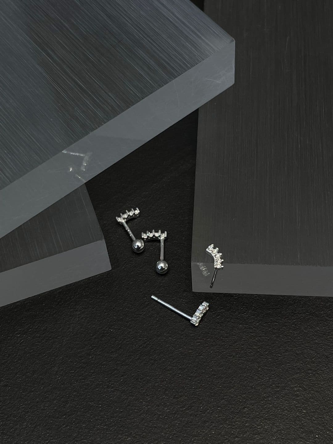 Silver 925 Cubic Crown Earrings Piercing P260556664 - 이미지 4