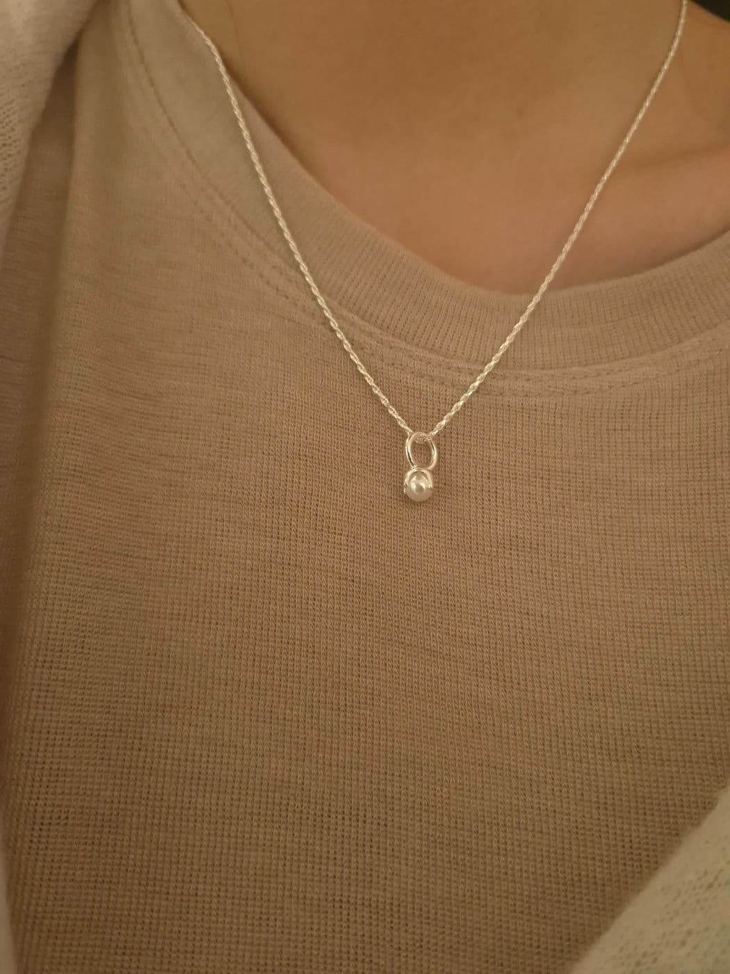 Silver 925 Pearl Tray Pendant 45cm Necklace N260662922 - 이미지 1