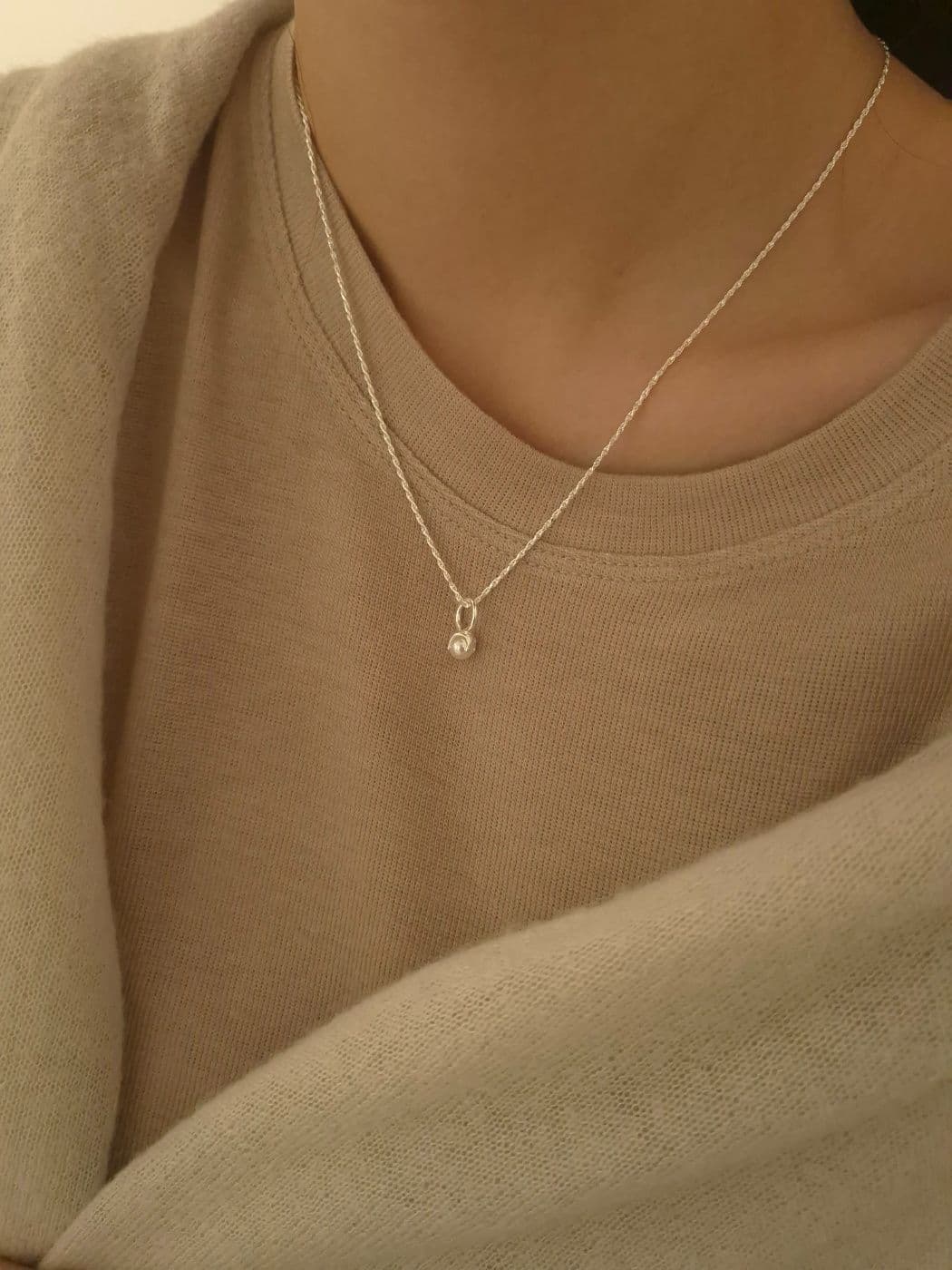 Silver 925 Pearl Tray Pendant 45cm Necklace N260662922 - 이미지 2