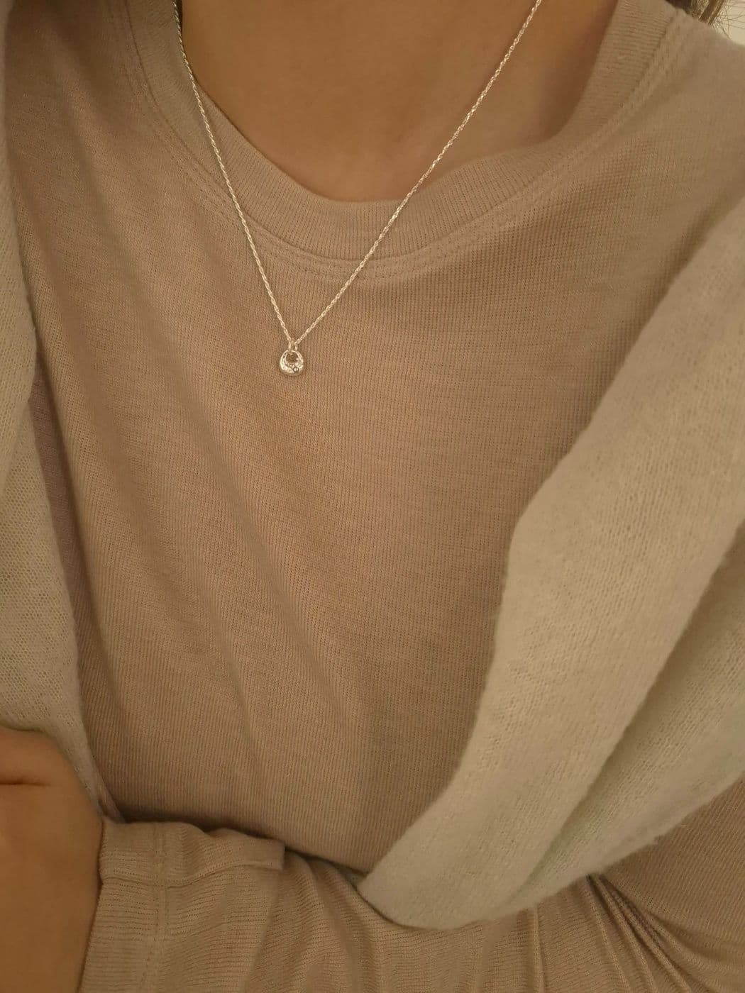 Silver 925 Rough Silver Back 45cm Necklace N260612942 - 이미지 4