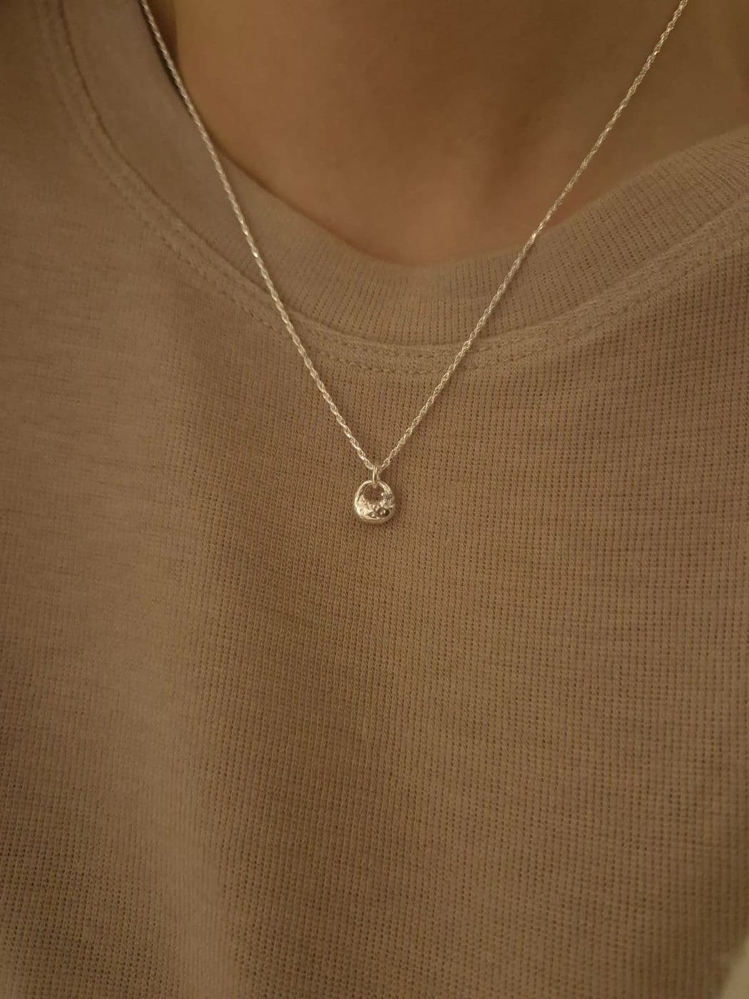 Silver 925 Rough Silver Back 45cm Necklace N260612942 - 이미지 1
