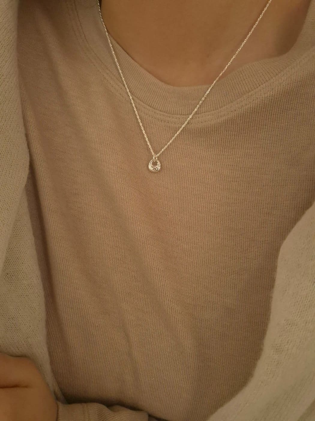 Silver 925 Rough Silver Back 45cm Necklace N260612942 - 이미지 3