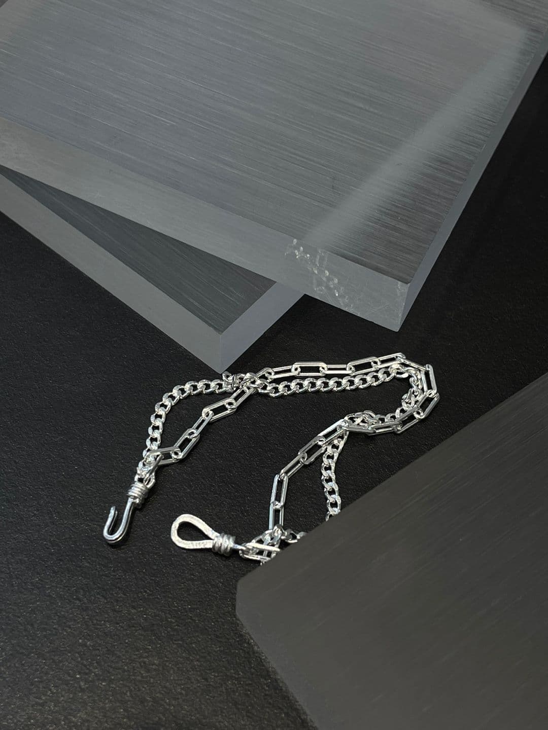 Silver 925 Double-strand Big Chain Hook Bracelet B260638320 - 이미지 9