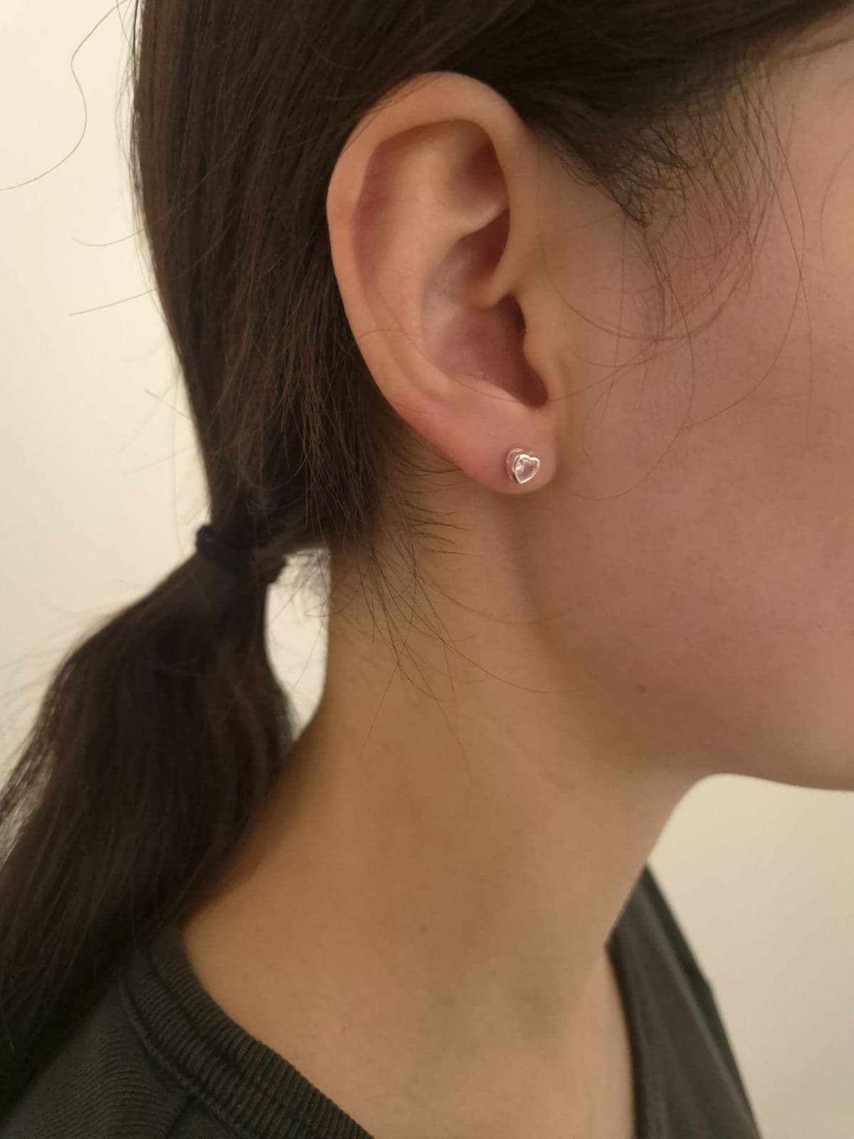 Silver 925 White-Pink Heart Cubic Earrings E221218708 - 이미지 2